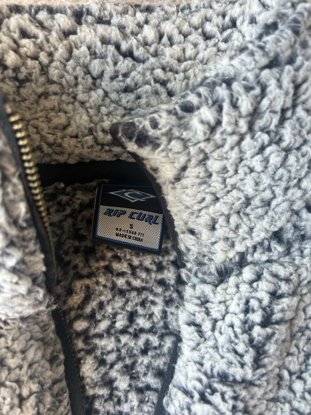 Rip Curl Gray Sherpa Teddy Quarter-Zip Pullover - Picture 2 of 3